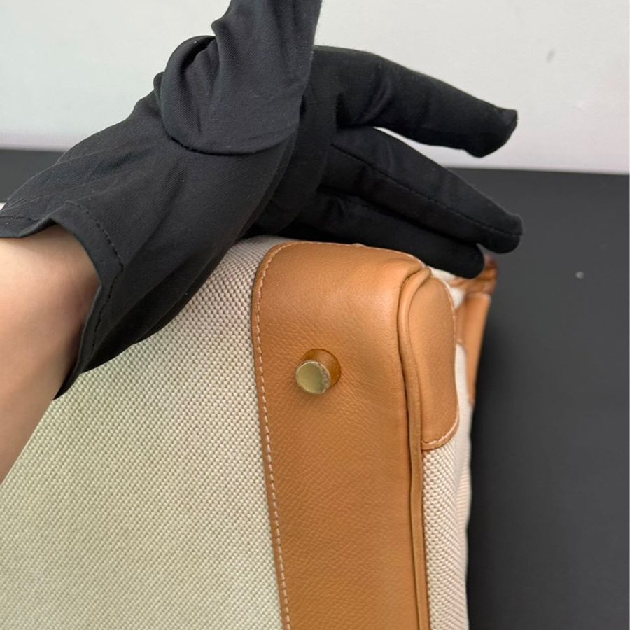 愛馬仕 Birkin35自然色拼帆布狀態如圖-5