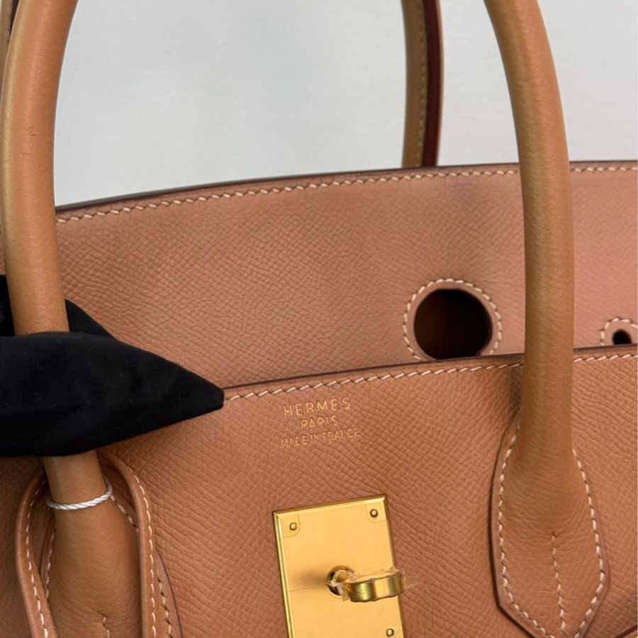 愛馬仕 Birkin35自然色拼帆布狀態如圖-8