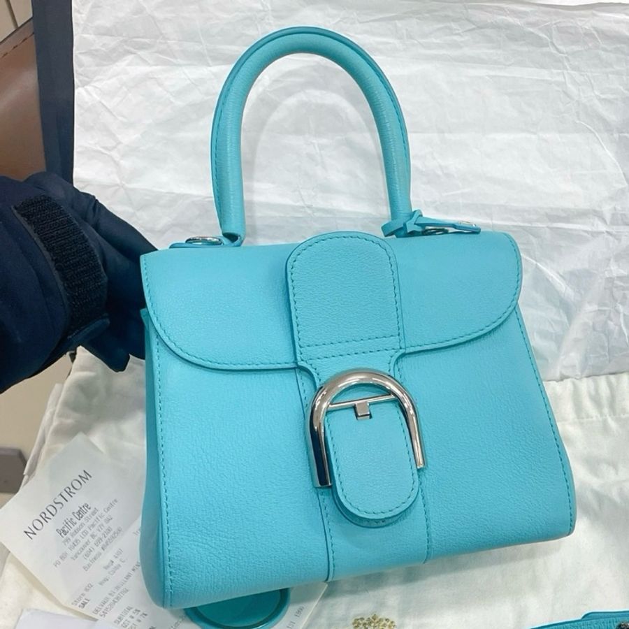 99新delvaux 德爾沃brilliant 蒂芙尼藍銀扣手提包單肩包斜挎包 銀扣 ❤️正品-1
