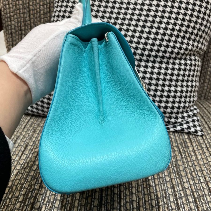 99新delvaux 德爾沃brilliant 蒂芙尼藍銀扣手提包單肩包斜挎包 銀扣 ❤️正品-2