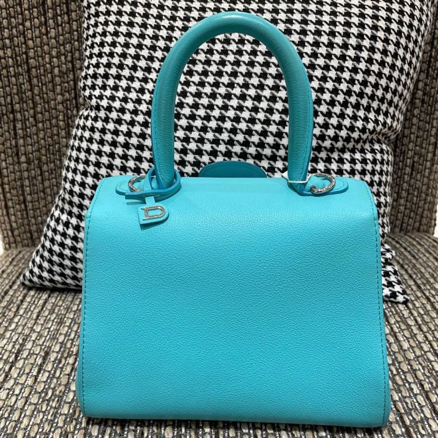 99新delvaux 德爾沃brilliant 蒂芙尼藍銀扣手提包單肩包斜挎包 銀扣 ❤️正品-4