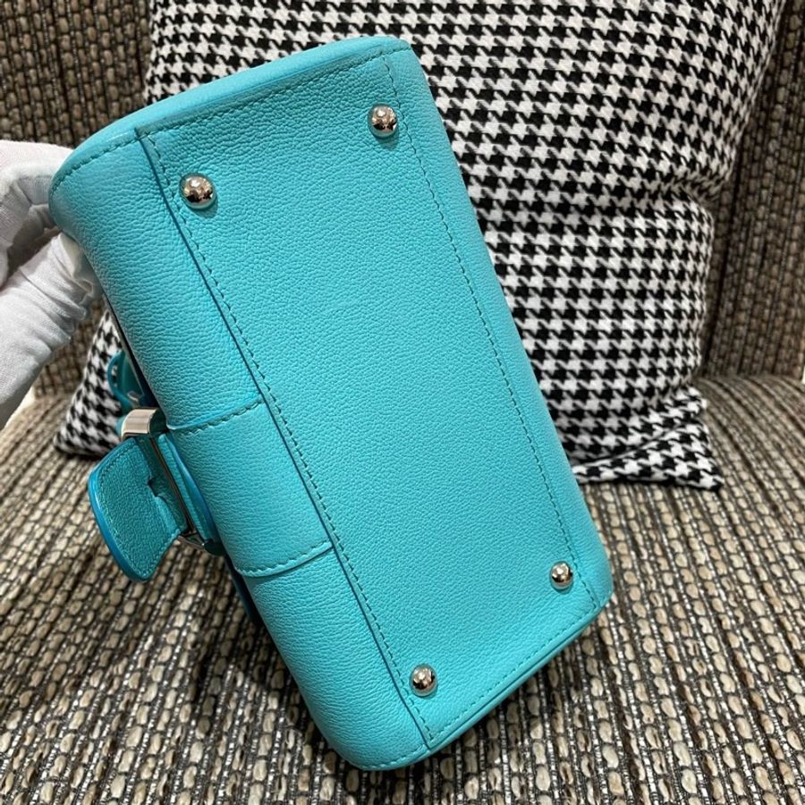 99新delvaux 德爾沃brilliant 蒂芙尼藍銀扣手提包單肩包斜挎包 銀扣 ❤️正品-5
