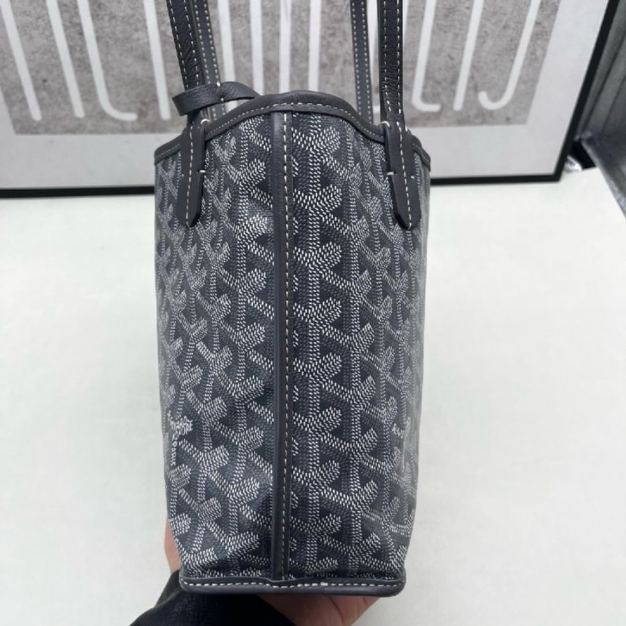 99新🆕GOYARD 戈雅Anjou 灰色塗層帆布老花托特單肩包 子袋💙正品保障-1
