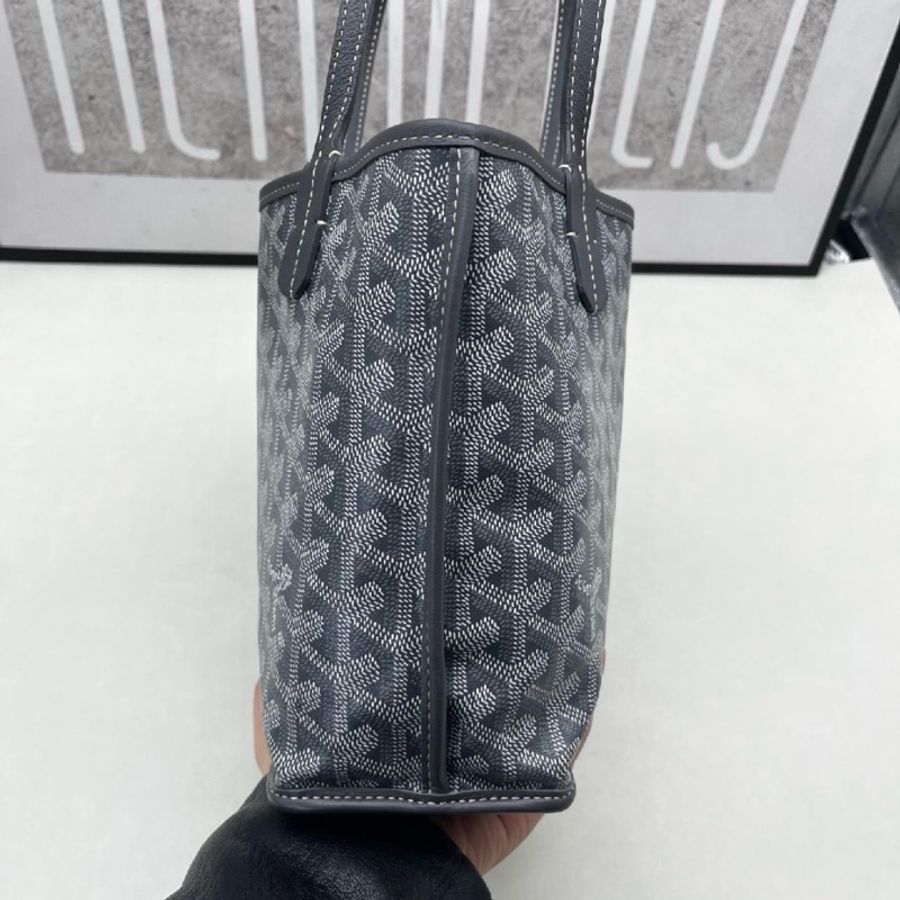 99新🆕GOYARD 戈雅Anjou 灰色塗層帆布老花托特單肩包 子袋💙正品保障-2