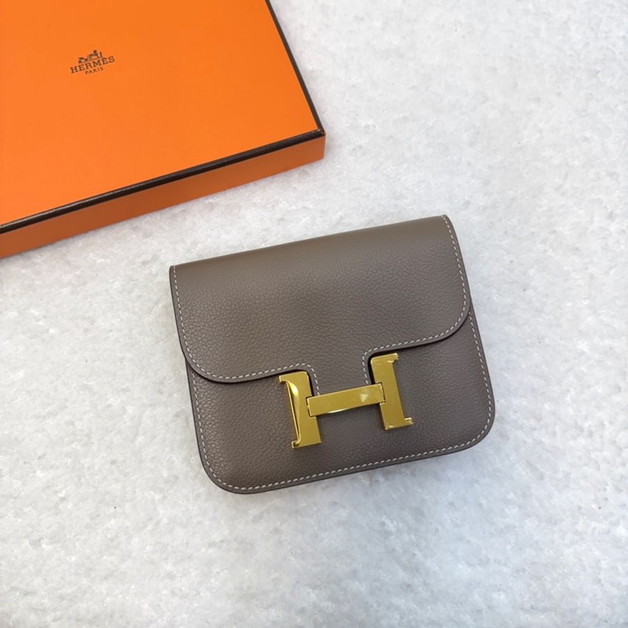 愛馬仕HERMES 18大象灰Evercolor皮Constance Slim Compact 腰包錢包H082214C-5