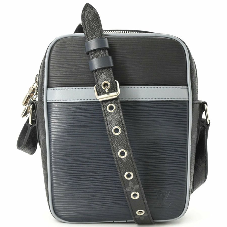 路易威登 (LOUIS VUITTON) Danube PM 單肩背包 Epi Monogram Eclipse 黑/海軍藍 M53421-0