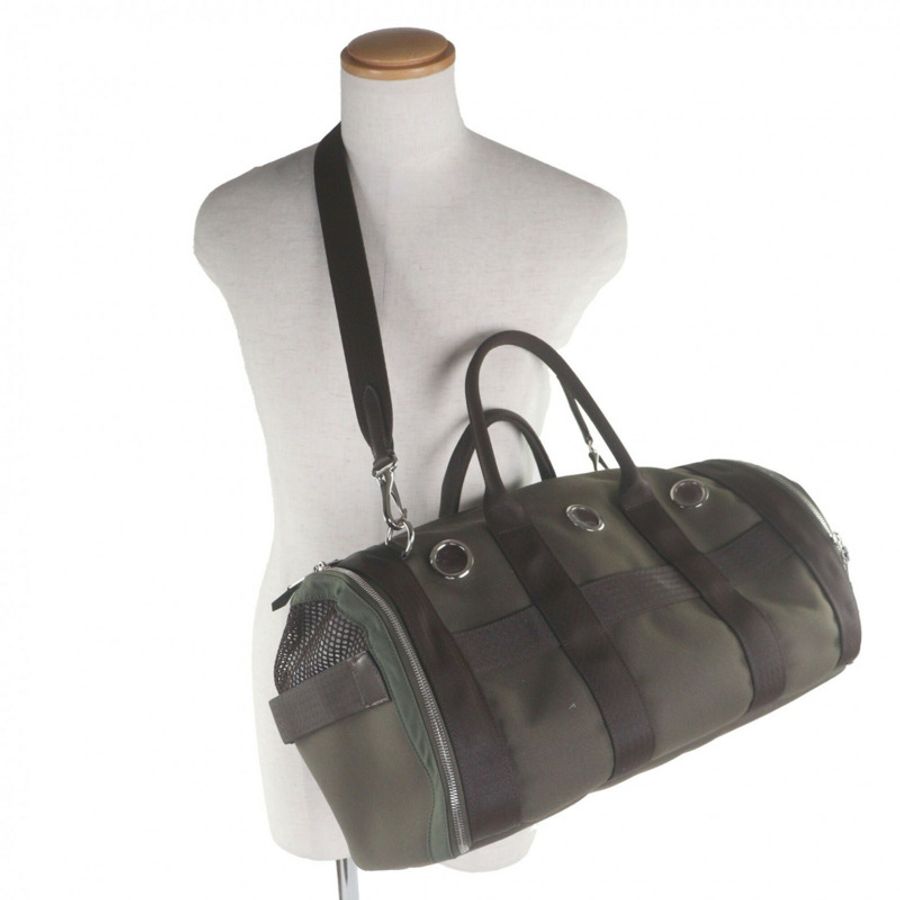愛馬仕 Toile Military 皮革雙用寵物包/波士頓包,卡其棕色,Z 字印記,法國製造,男士款-1