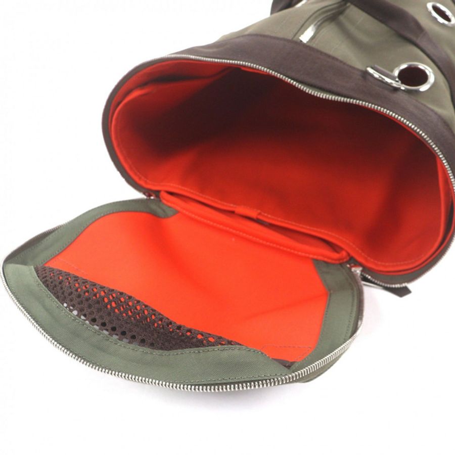 愛馬仕 Toile Military 皮革雙用寵物包/波士頓包,卡其棕色,Z 字印記,法國製造,男士款-8
