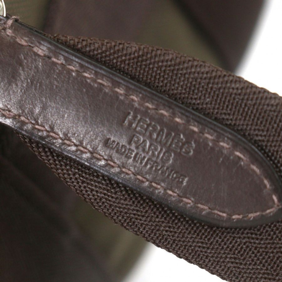 愛馬仕 Toile Military 皮革雙用寵物包/波士頓包,卡其棕色,Z 字印記,法國製造,男士款-10