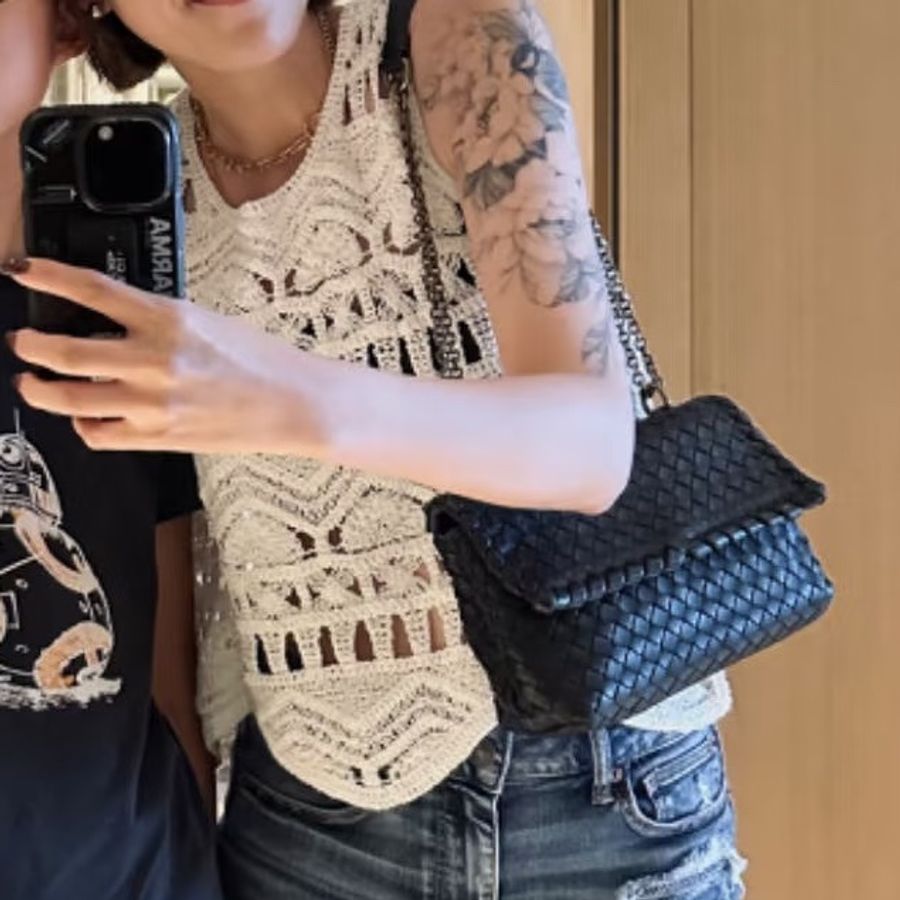 BottegaVeneta葆蝶家黑色小羊皮編織鏈條包配備齊全有購証🦺-7
