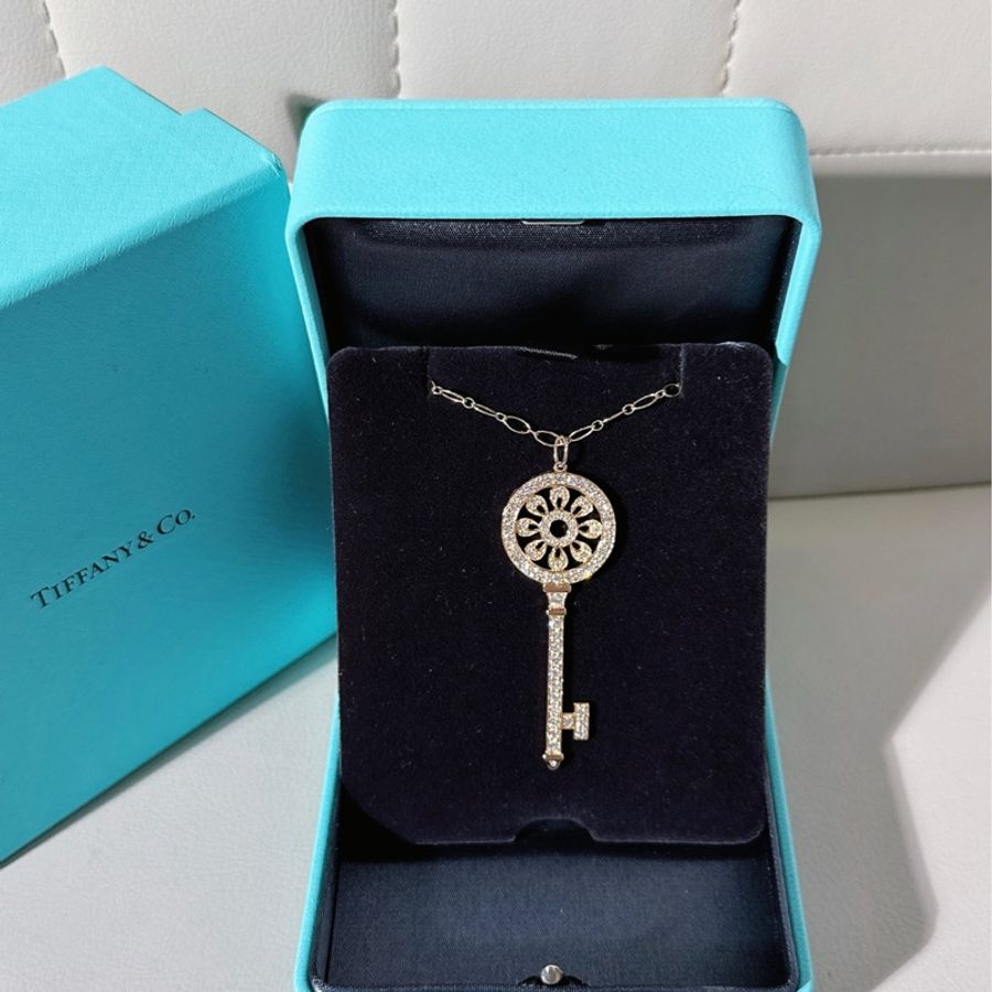 Tiffany蒂芙尼 18k 玫瑰金滿鑽太陽花大號項鍊-0