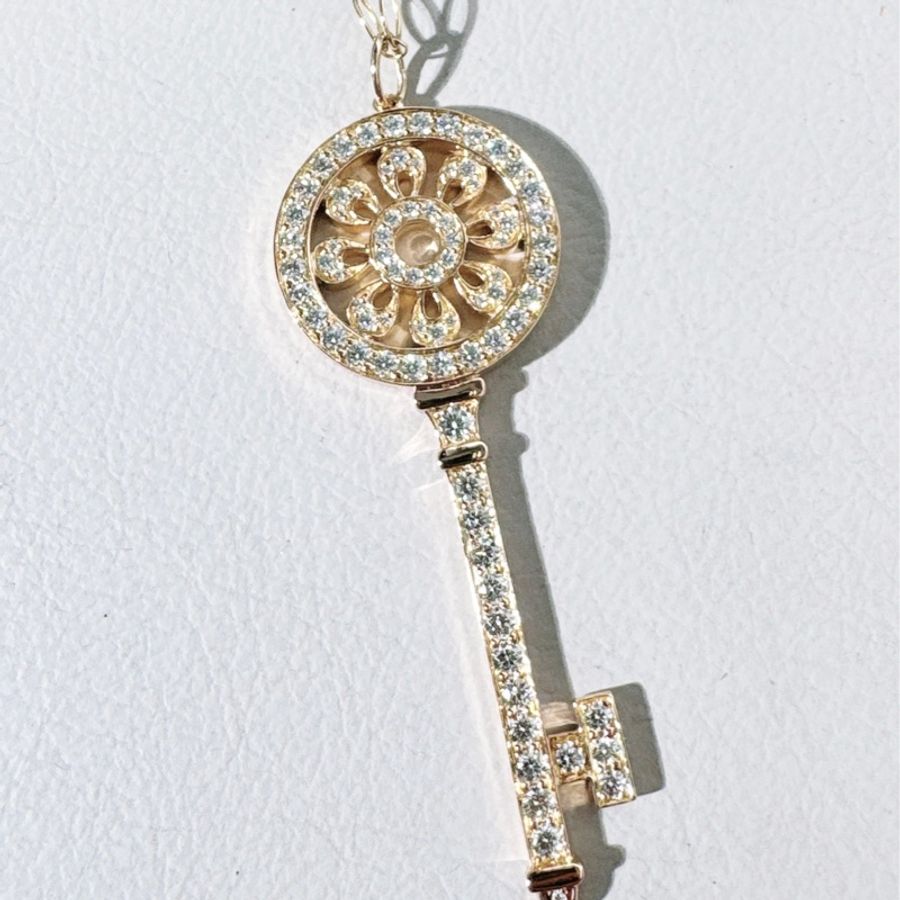 Tiffany蒂芙尼 18k 玫瑰金滿鑽太陽花大號項鍊-5