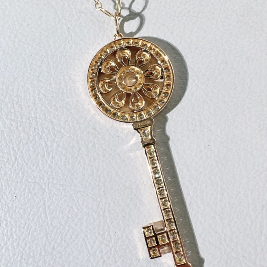 Tiffany蒂芙尼 18k 玫瑰金滿鑽太陽花大號項鍊-6