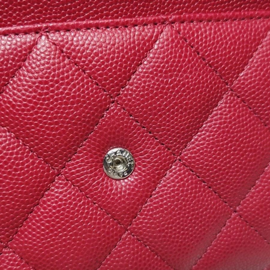 Chanel 牛皮純色菱格絎縫雙C標識woc斜背包單肩包-12