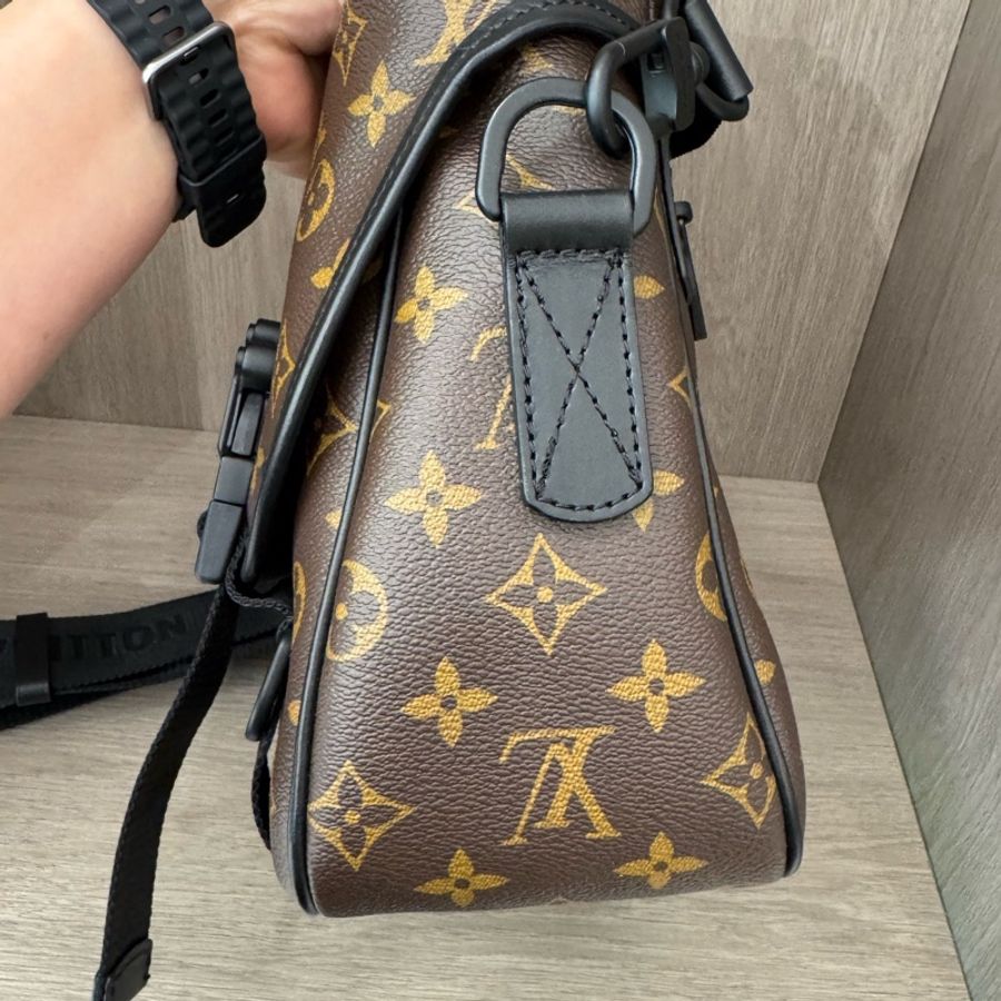 Louis Vuitton 路易威登 棕老花貓爪郵差包兩用包 底28-1