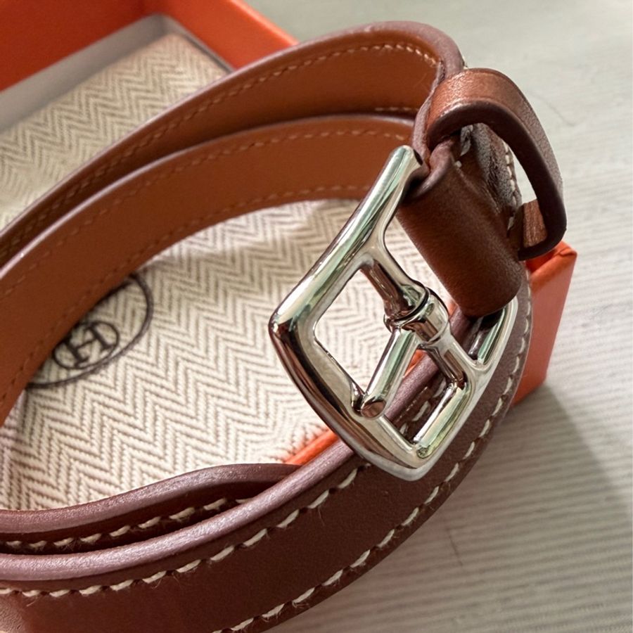 HERMES Etriviere Double Tour焦糖色手環-2