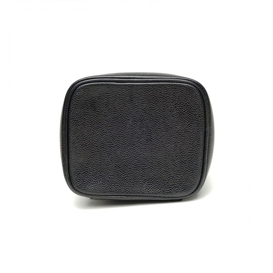 CHANEL 中古黑金牛化妝箱黑色荔枝牛皮6開金扣-3