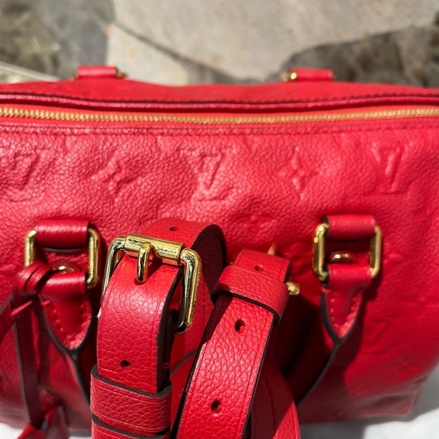 Louis Vuitton紅壓紋牛皮 Speedy25-9