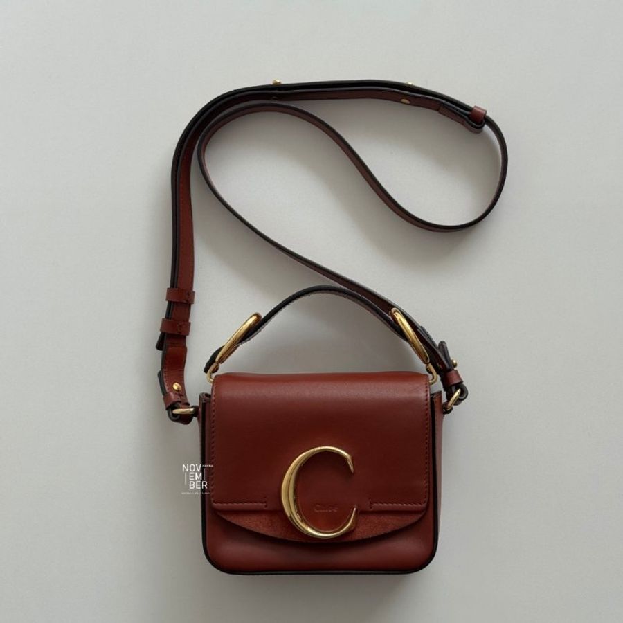 98新🧡 Chloé C Bag Mini 橘棕色-1