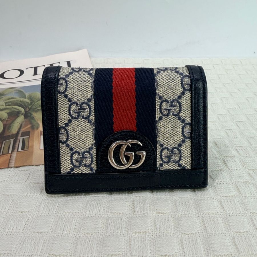 Gucci PVC藍邊Ophidia Mini 短夾-0