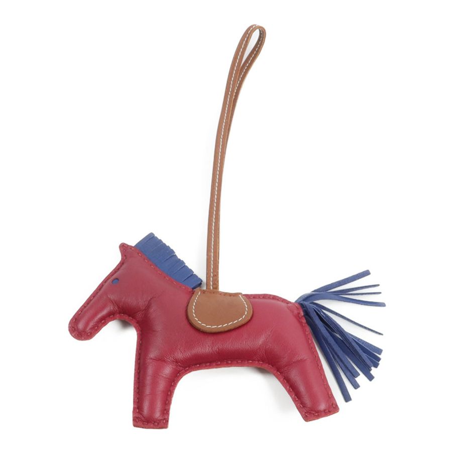 HERMES Milo皮革Rodeo GM掛飾Fauve/Bleu de Malte/Rubis-1
