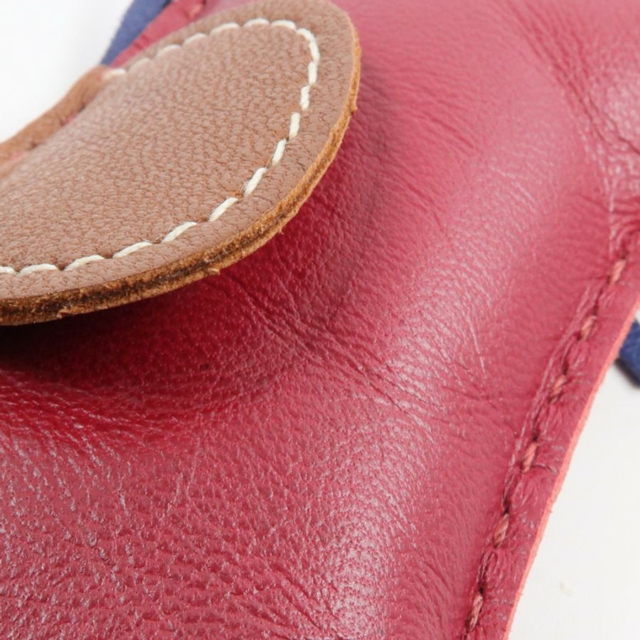 HERMES Milo皮革Rodeo GM掛飾Fauve/Bleu de Malte/Rubis-5