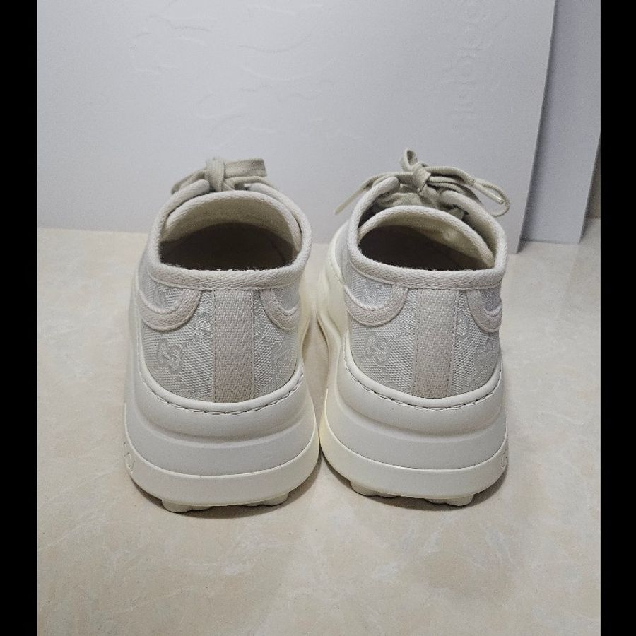 Gucci tennis1977 厚底休閒米白經典GG Logo帆布鞋休閒波鞋增高36.5-37.5碼-3