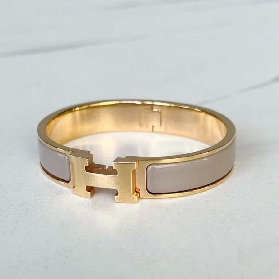 (重新釋出)Hermes正品 栗子灰金扣H clic窄版手環PM-1