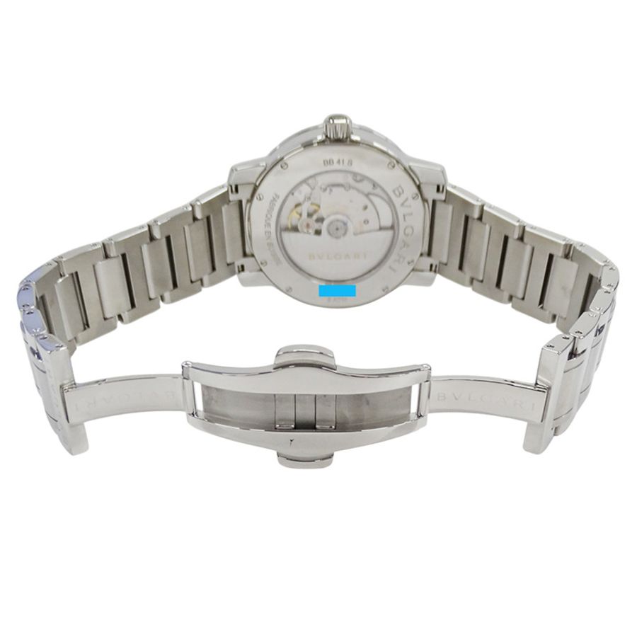 寶格麗 (Bulgari) 男士腕錶,品牌:日期自動上鍊 AT 不鏽鋼 SS BB41S 銀色黑色開背錶殼-3