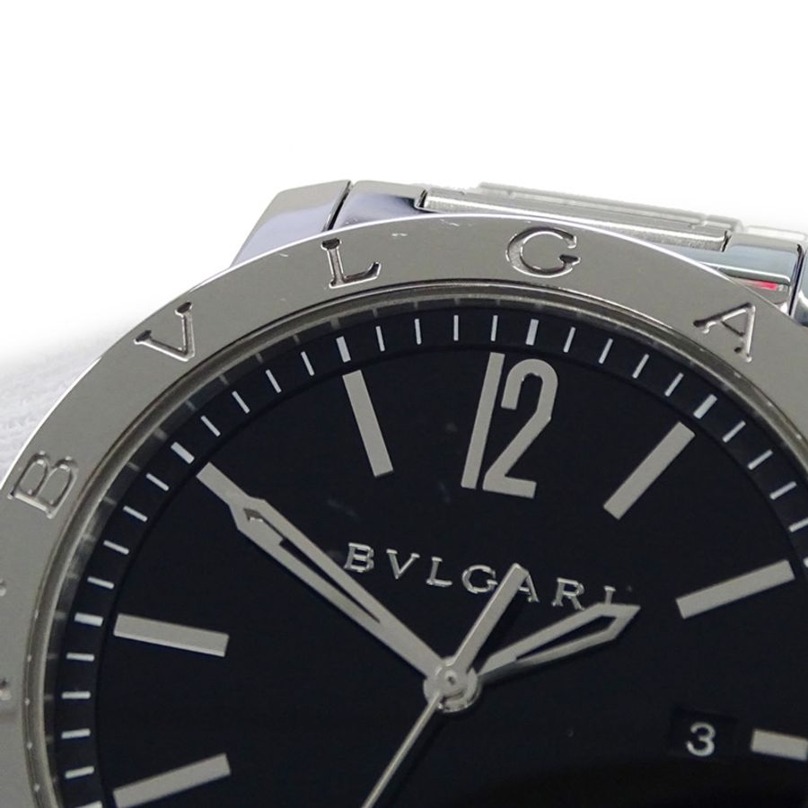 寶格麗 (Bulgari) 男士腕錶,品牌:日期自動上鍊 AT 不鏽鋼 SS BB41S 銀色黑色開背錶殼-13