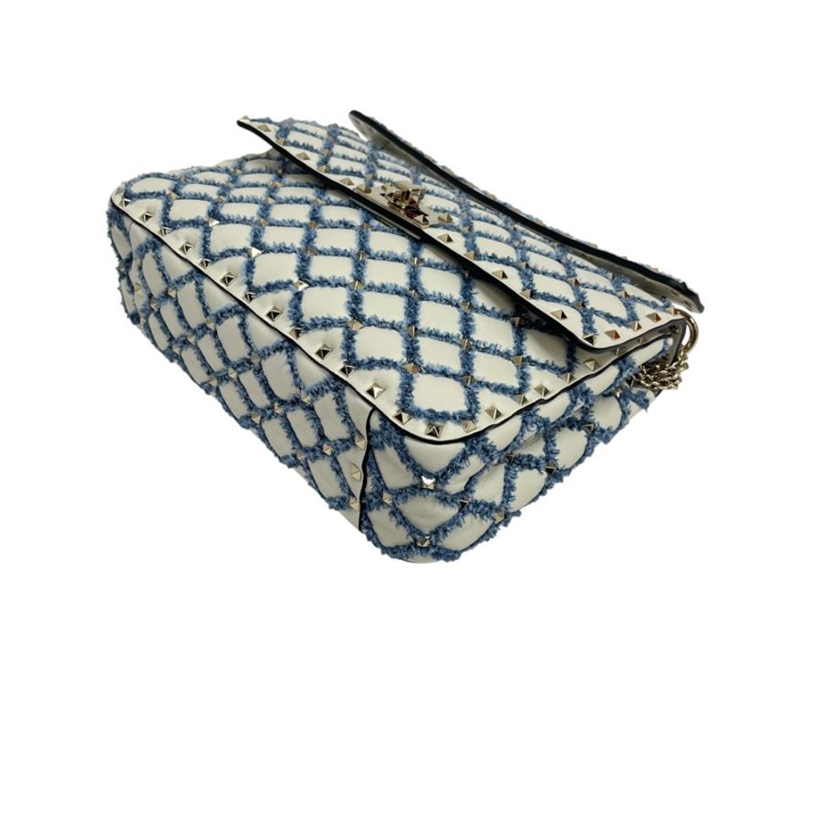 VALENTINO Lambskin Rockstud Spike 白色金扣窩釘斜跨包-5