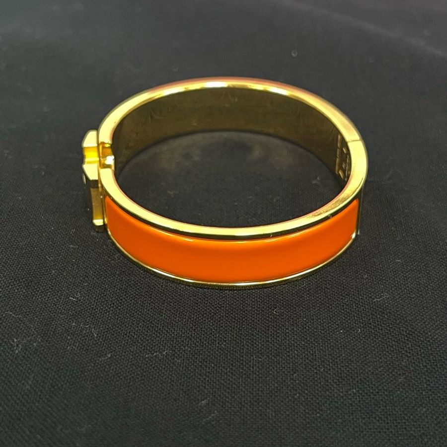 Hermès 愛馬仕經典 H橙色琺瑯手鐲-1
