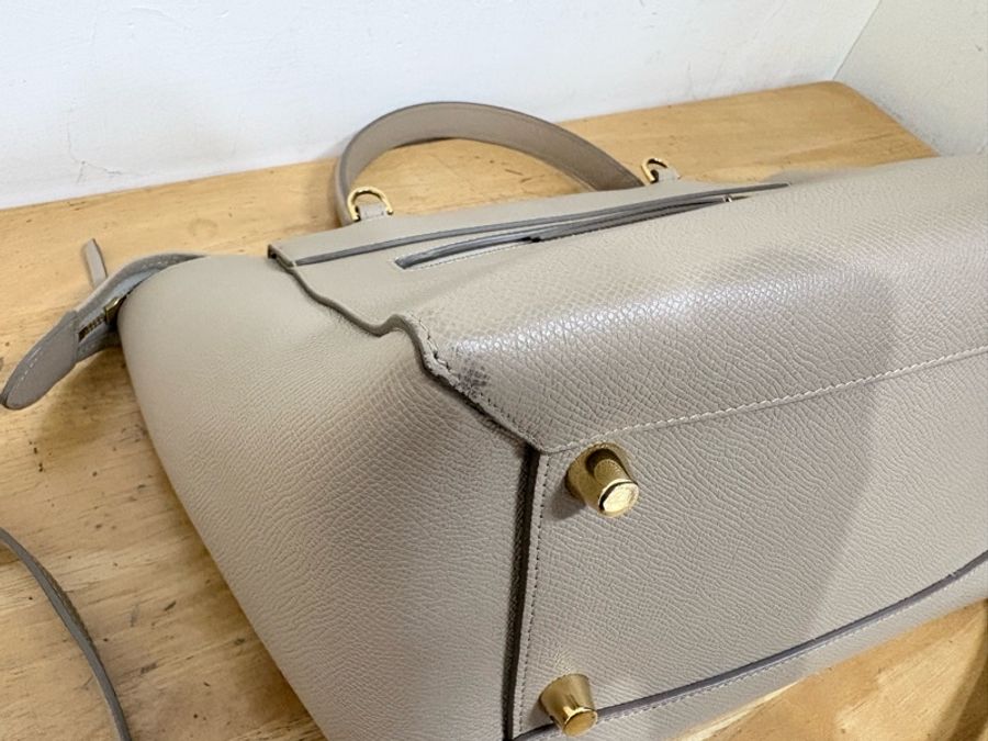 Celine belt bag mini 鯰魚包 肩背手提 米灰色-17
