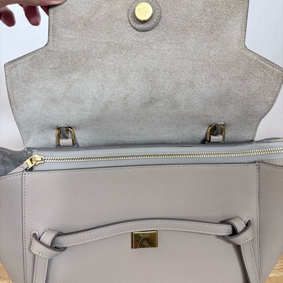 Celine belt bag mini 鯰魚包 肩背手提 米灰色-24