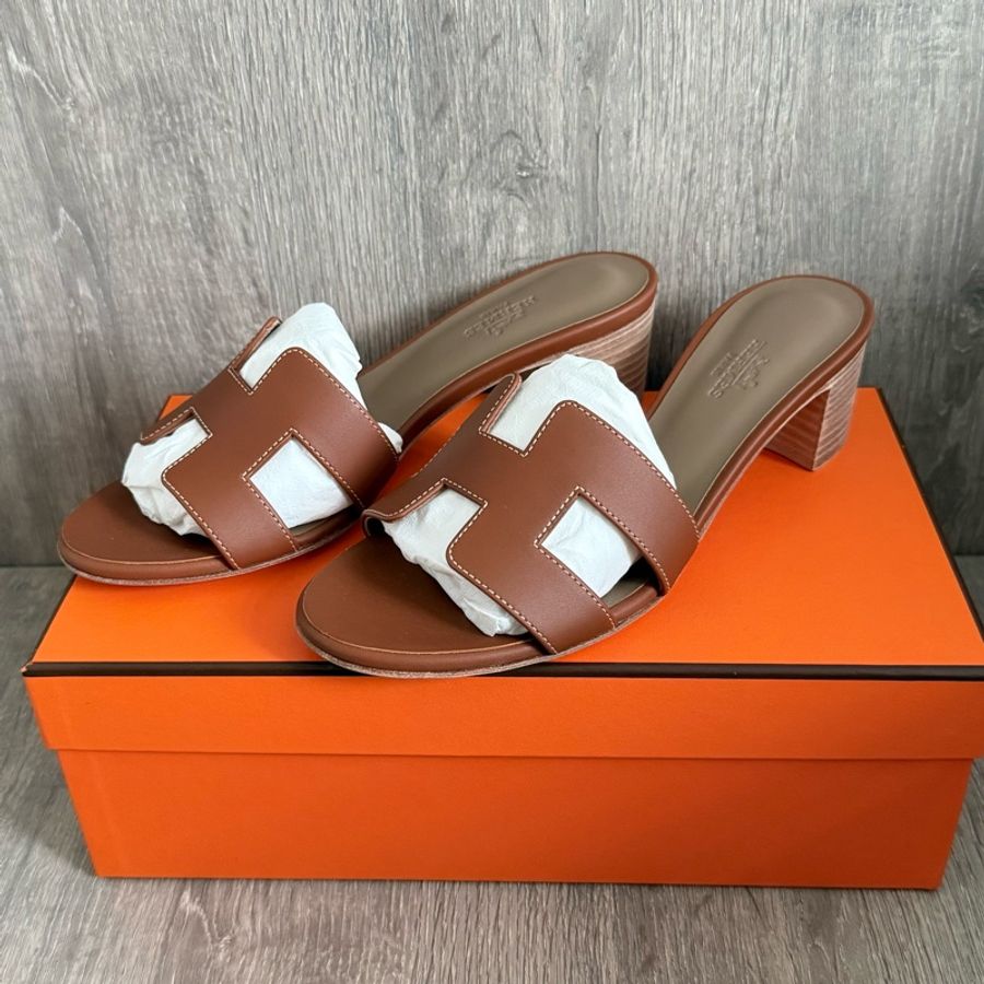 Hermes oasis sandales 高跟涼鞋 金棕色 37碼-0