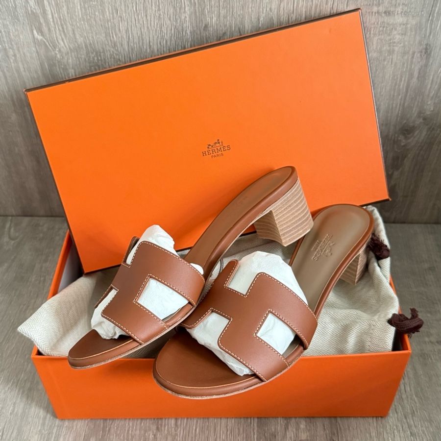 Hermes oasis sandales 高跟涼鞋 金棕色 37碼-2
