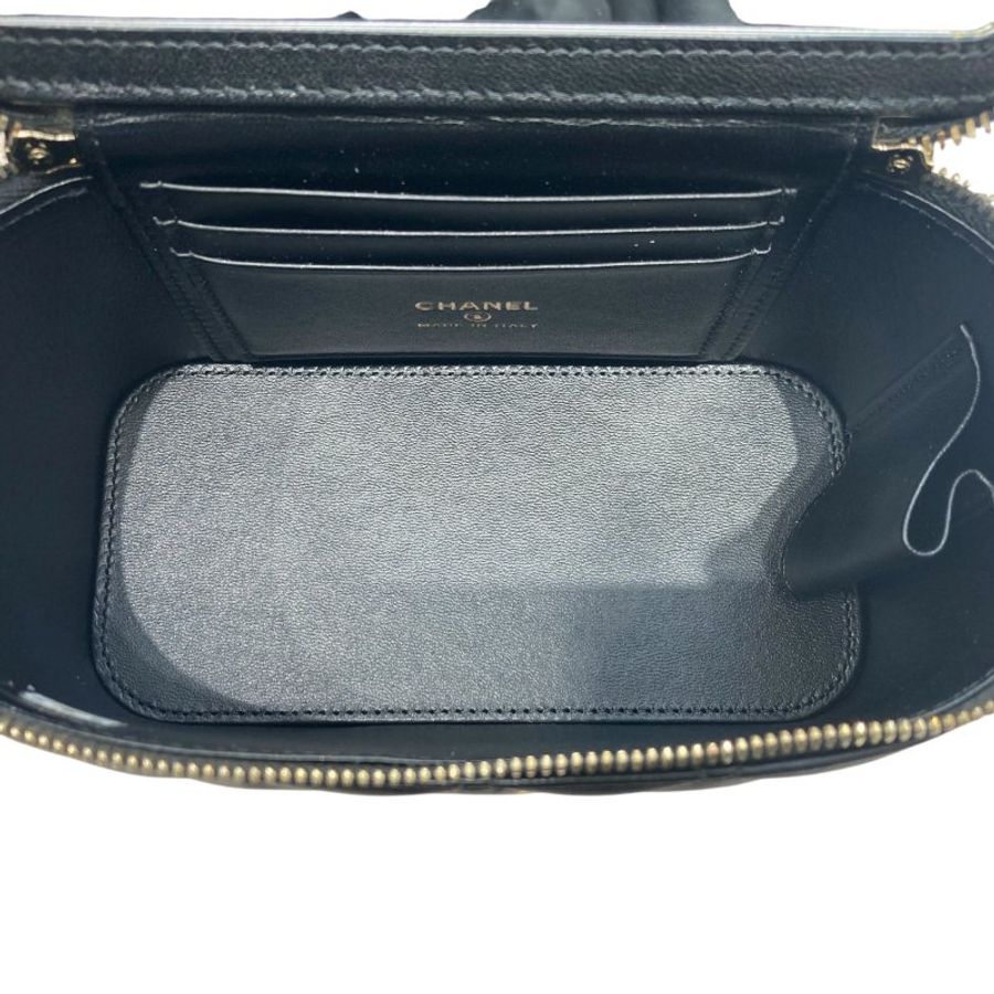 CHANEL 香奈兒 VANITY CASE 黑色 皮革 金釦-9