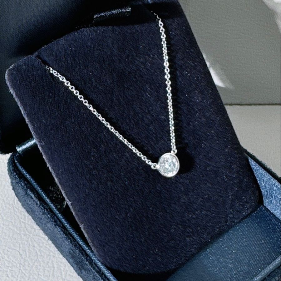 Tiffany蒂芙尼 18K 白金 泡泡鑽單鑽項鍊,0.5 克拉-3