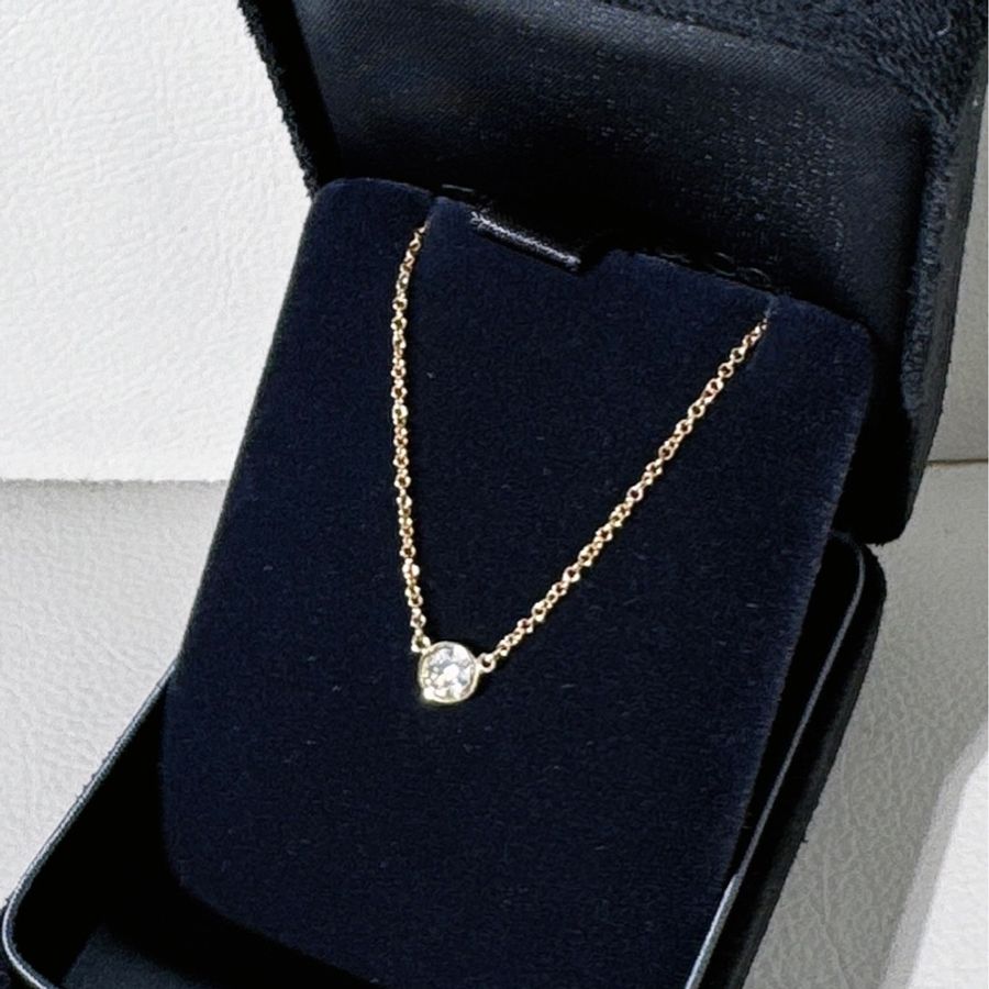 Tiffany蒂芙尼 Elsa Peretti® 系列 18K黃金 泡泡單鑽項鍊-3