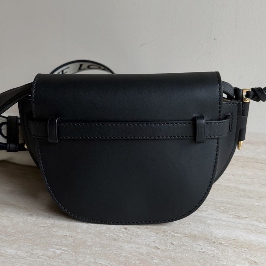 Loewe羅意威Gate Dual mini黑色寬肩帶馬鞍包 底長21cm-8