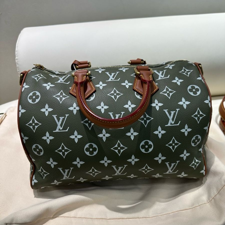 🆕 閒置新✨LV Speedy P9 Bandoulière30菲董聯名FW25 煎茶色枕頭包斜挎包手提包 金色五金 ❤️正品保障-2