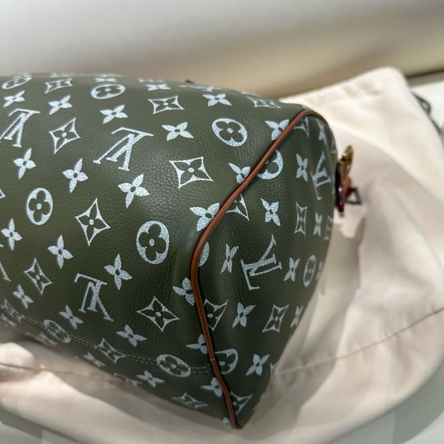 🆕 閒置新✨LV Speedy P9 Bandoulière30菲董聯名FW25 煎茶色枕頭包斜挎包手提包 金色五金 ❤️正品保障-5