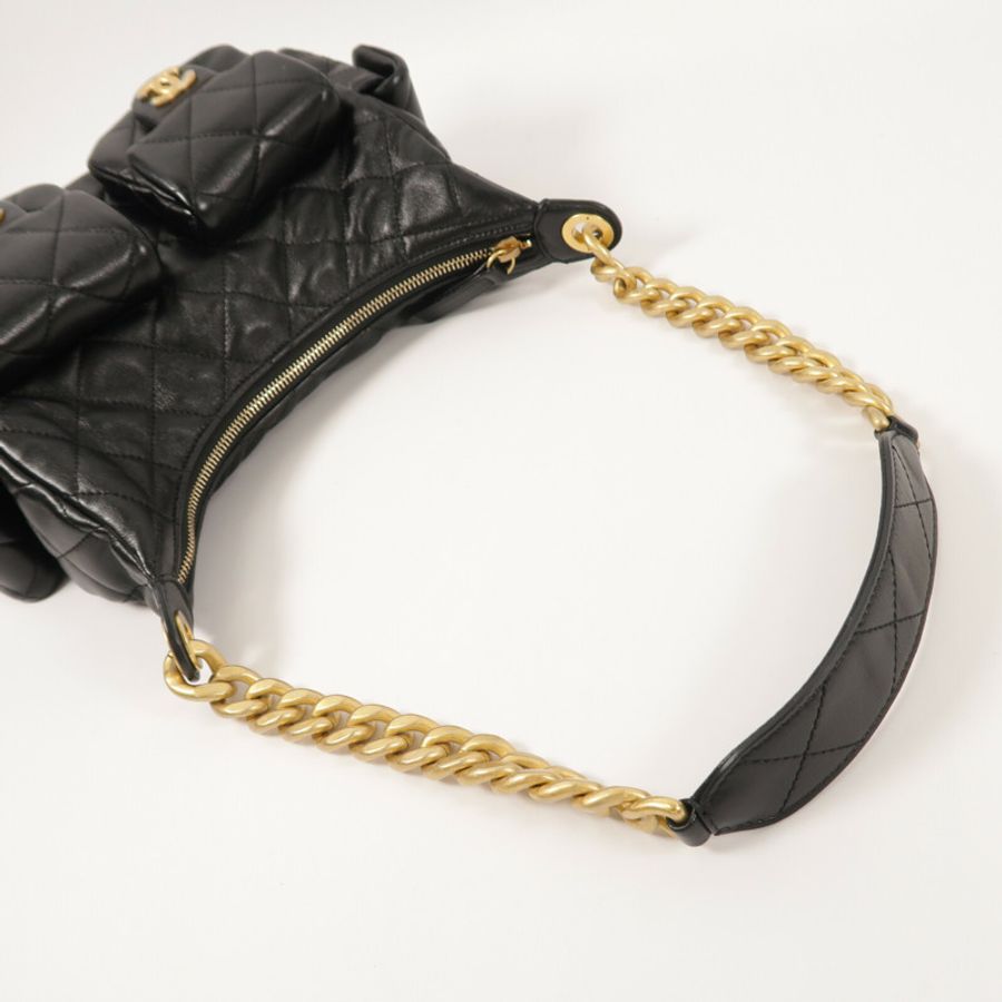 CHANEL 羊皮皮革25C Hobo Bag鏈帶肩背袋-10