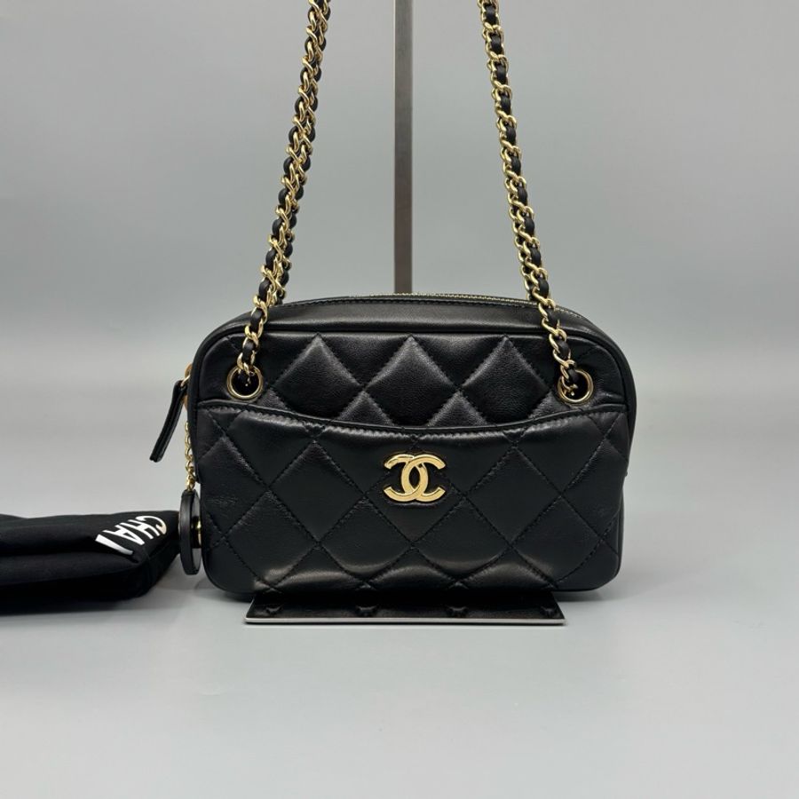 Chanel 香奈兒 金幣相機單肩包 銅牌芯片-0