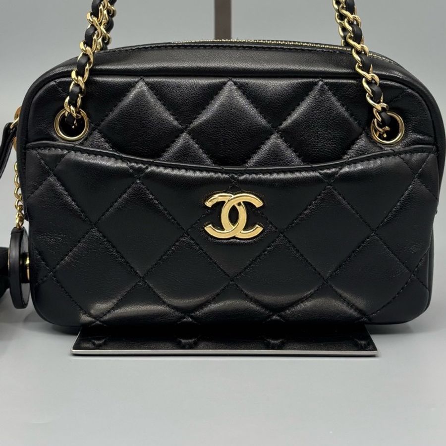 Chanel 香奈兒 金幣相機單肩包 銅牌芯片-10
