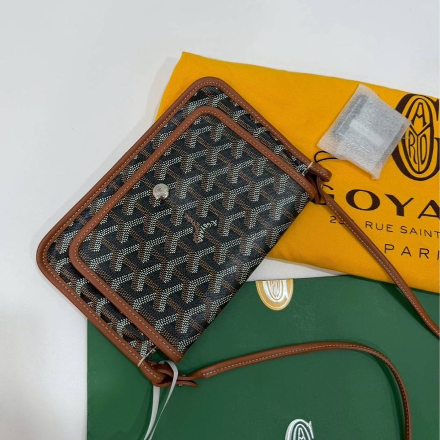 GOYARD Plumet Pocket 經典棕色 Wallet 信封包 斜背包 肩背包 側背包 手提包-7