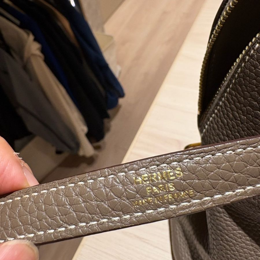 【金剛大象灰】Hermès Bolide 31 18 Etoupe D刻 經典保齡球包 附原廠配件 支持安心購正品鑑定-3