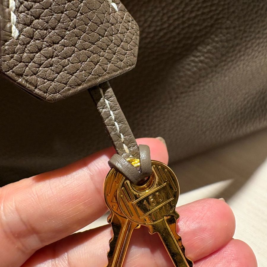 【金剛大象灰】Hermès Bolide 31 18 Etoupe D刻 經典保齡球包 附原廠配件 支持安心購正品鑑定-14