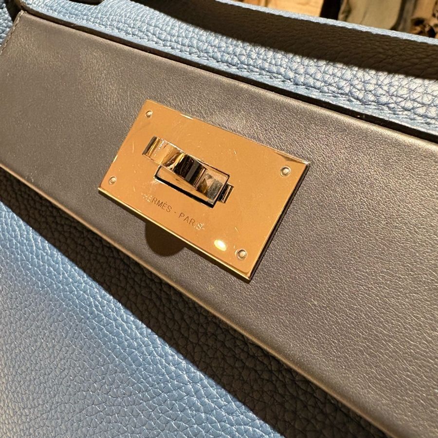 稀有神仙雙色】Hermès 24/24 29cm 藍色拼接湖水綠 [金釦/銀釦] [年份]刻 附全套購證 支持安心購鑑定-7