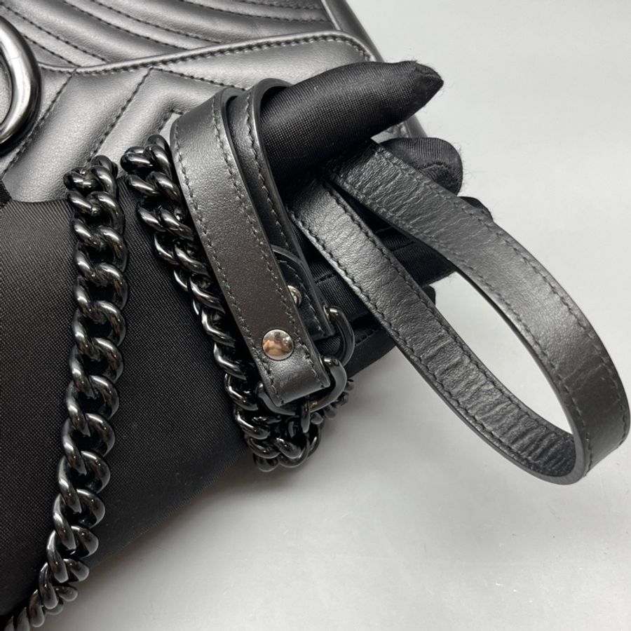 GUCCI 黑色GG marmont中號鏈條包-6